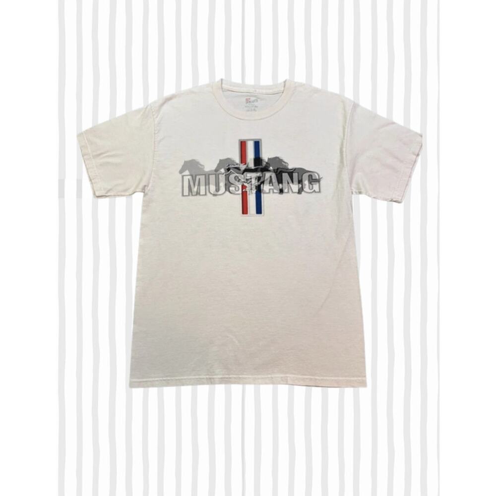 Ford Mustang White Graphic T-Shirt Size US UK Medium 100% Cotton